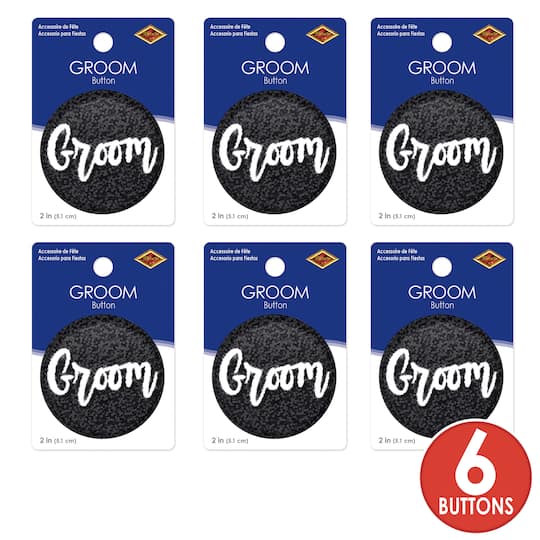 Beistle 2" Black Sparkle Groom Buttons, 6ct.
